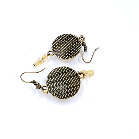 New / Handcrafted - Beautiful Copper & Gold Paint Skin Beaded Fishhook Earrings - Picture 5 of 7